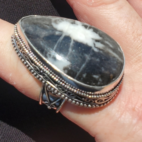 New Oversized Zebra Jasper 925 Silver Ring. - Picture 2 of 15